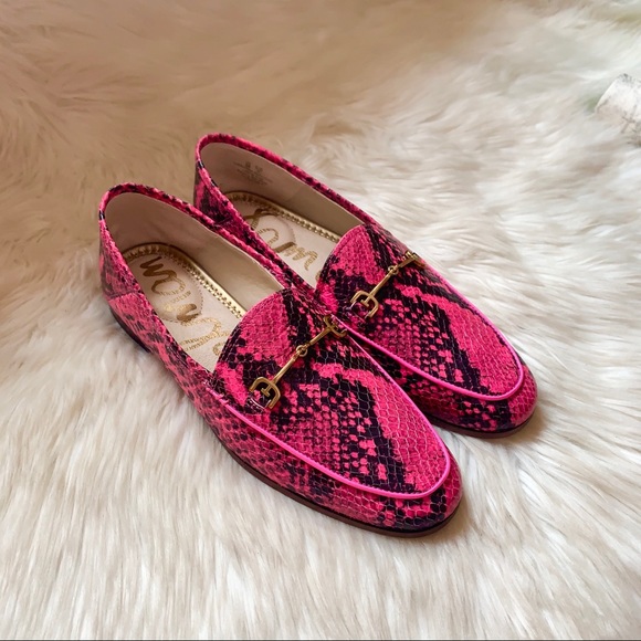 New! SAM EDELMAN Lorain Snakeskin Neon Loafers - Picture 4 of 9